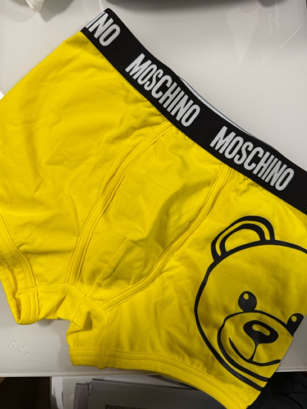 Moschino Black-Trim Yellow Teddy Boxer Briefs